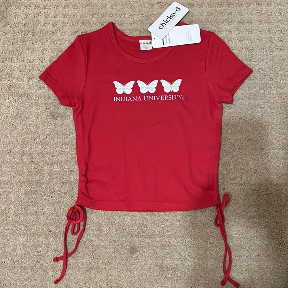 NWT Indiana University red ribbed tee-M